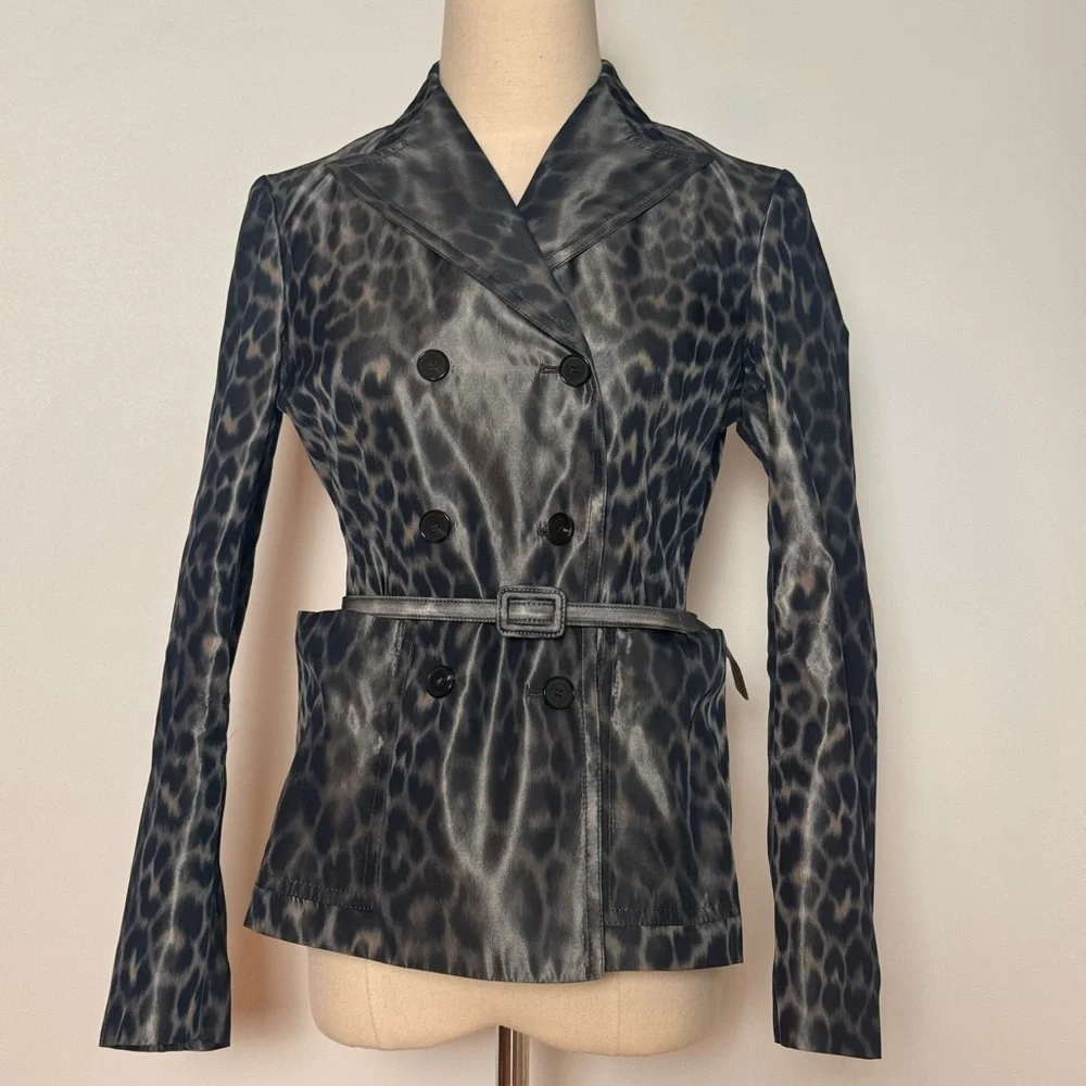 Christian Dior Women's Bar Silk Grey Leopard Blazer Size 2